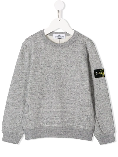 Stone Island Junior Kids' Logo Patch Sweatshirt In Grey