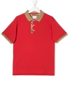 Burberry Teen Archie Checked Polo Shirt In Red