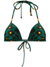 La Doublej Printed Triangle Bikini Top In Flower Leopard Verde