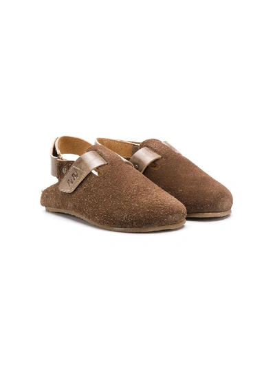 Pèpè Kids' Textured Slingback Loafers In Brown