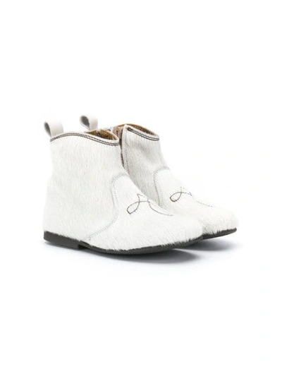 Pèpè Kids' Textured Ankle Boots In White