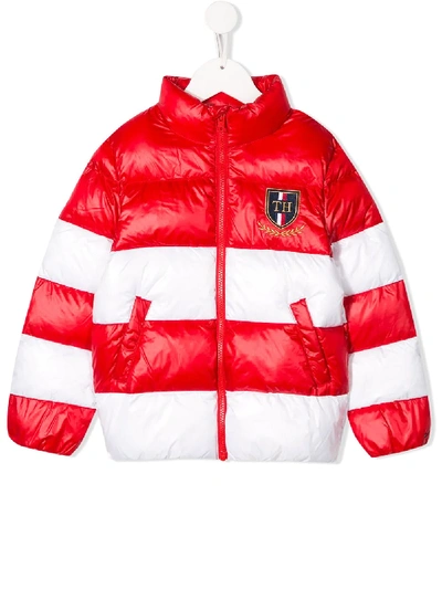 Tommy Hilfiger Junior Kids' Two-tone Panelled Down Jacket In Red