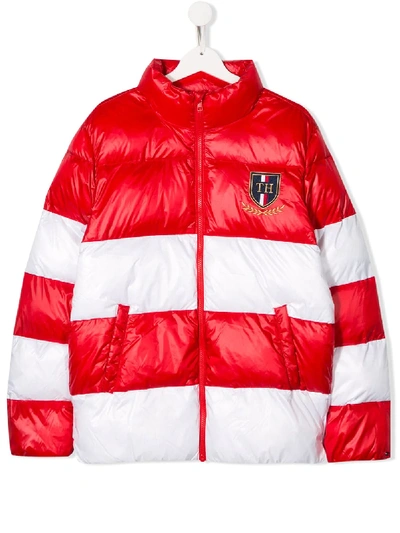 Tommy Hilfiger Junior Teen Two-tone Panelled Down Jacket In Red