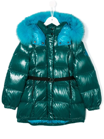 Moncler Kids' Parana Hooded Down Coat In Green