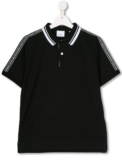 Burberry Teen Logo-tape Polo Shirt In Black