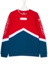 Gcds Teen Colour-blocked Logo Sweatshirt In Blue