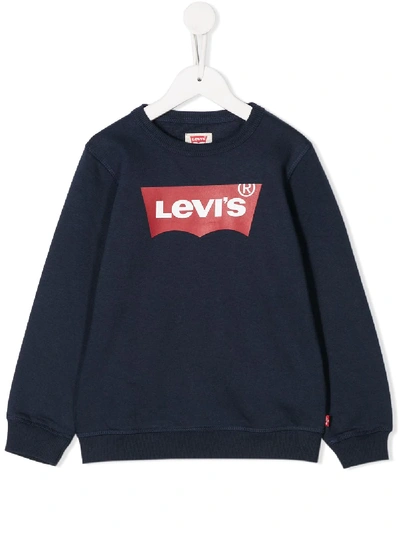 Levi's Kids' Logo Print Crew Neck Sweatshirt In Blue
