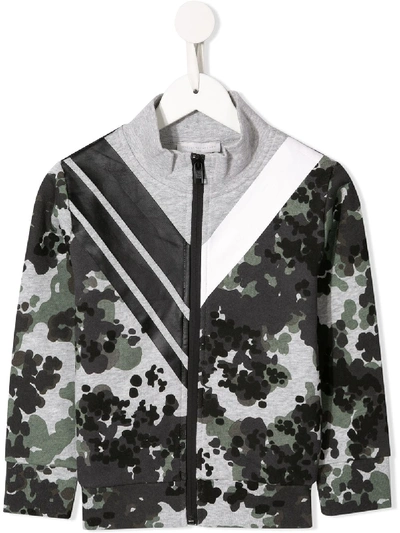 Stella Mccartney Kids' Chevron Camouflage Print Jacket In Green