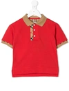 Burberry Kids' Signature Check Placket Polo Top In Red