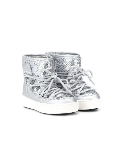 Moon Boot Kids' Sequin-embellished Snow Boots In Silver