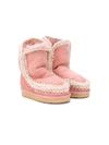 Mou Kids' Braided Suede Ankle Boots In Pink