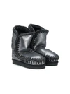 Mou Kids' Eskimo Shiny Shearling Boots In Black