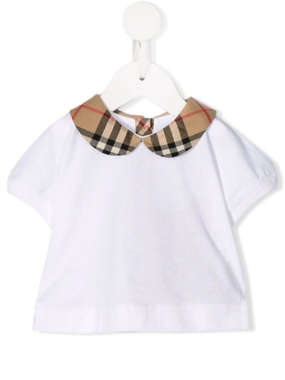 Burberry Babies' Checked Print T-shirt In White