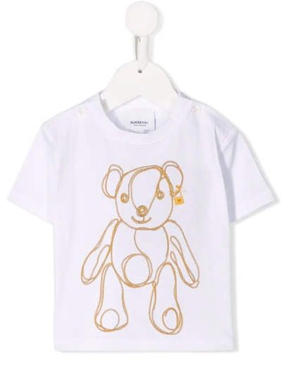 Burberry Babies' Chain Bear Print T-shirt In White