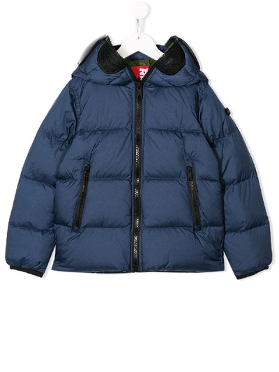 Ai Riders On The Storm Kids' Goggle Hood Puffer Jacket In Blue