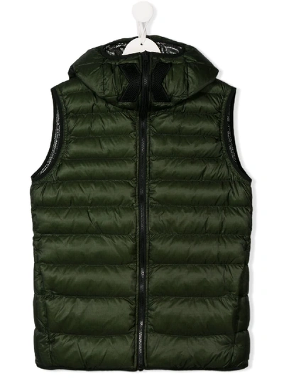 Ai Riders On The Storm Teen Panelled Padded Gilet In Green