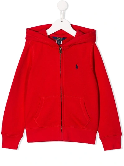 Ralph Lauren Kids' Embroidered Logo Hoodie In Red