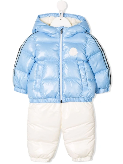 Moncler Babies' Scamandre Down Two-piece Snowsuit In Blue