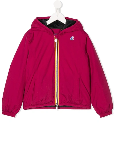 K-way Kids' Hooded Jacket In Pink