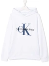 Calvin Klein Teen Logo-print Hooded Sweatshirt In White