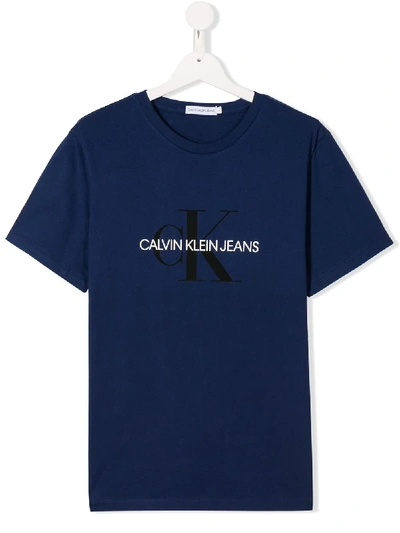 Calvin Klein Teen Box-cut T-shirt In Blue