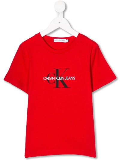Calvin Klein Kids' Logo-print T-shirt In Red