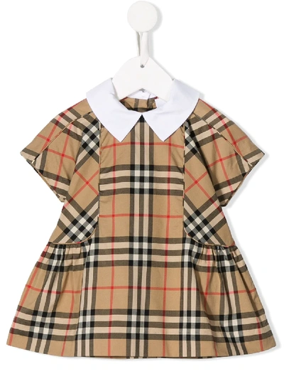 Burberry Babies' Vintage Check Dress In Brown