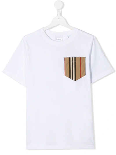 Burberry Teen Icon Stripe Patch T-shirt In White