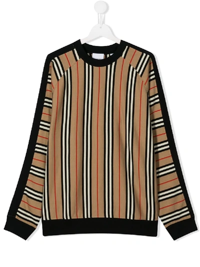 Burberry Teen Icon Stripe-print Sweatshirt In Brown