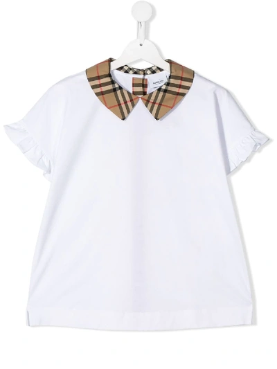 Burberry Kids' Peter Pan Collar T-shirt In White