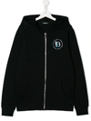 Balmain Teen Zip-up Hoodie In Black