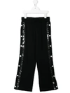 Balmain Kids' Cotton Sweatpants W/snap Button Sides In Black