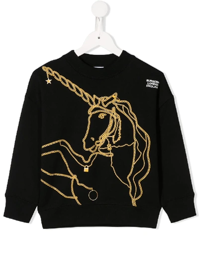 Burberry Teen Chain Unicorn Print Sweatshirt In Black
