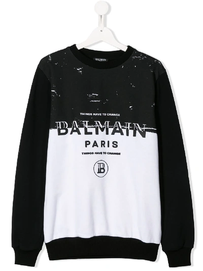 Balmain Kids' Logo Print Sweatshirt In Black