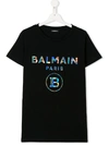 Balmain Kids' Metallic Logo T-shirt In Black