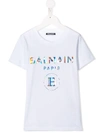 Balmain Unisex Kid White T-shirt With Iridescent Logo