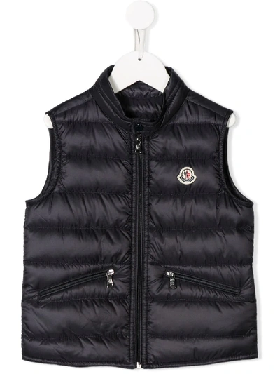 Moncler Kids' Gui Nylon Down Waistcoat In Black