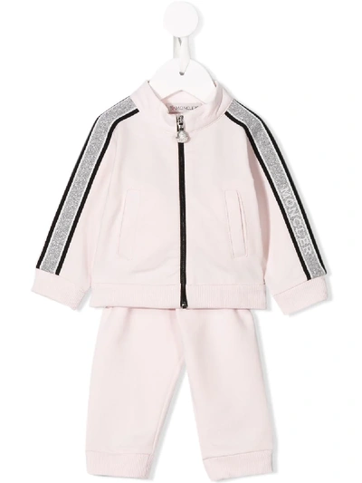 Moncler Babies' Pink Cotton Tracksuit Set In Navy