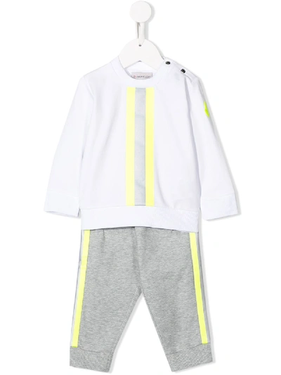 Moncler Babies' Striped Tracksuit In Bianco
