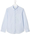 Fendi Teen Pointed Collar Shirt In Blue