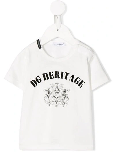 Dolce & Gabbana Babies' Dg Heritage Print T-shirt In Bianco
