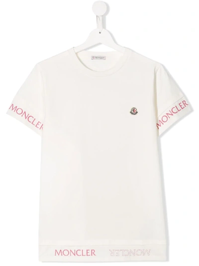 Moncler Teen Logo-print T-shirt In White