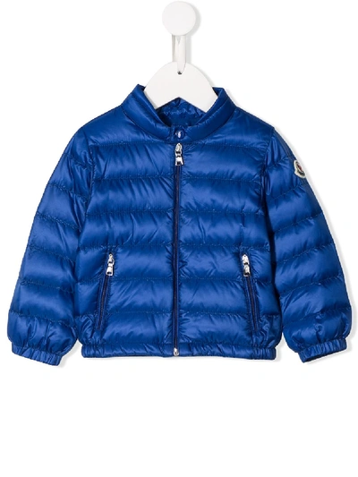 Moncler Kids' 绗缝高领夹克 In Blue