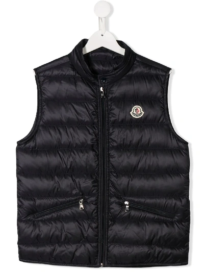 Moncler Teen Quilted Down Gilet In Blue
