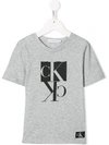 Calvin Klein Kids' Monogram Logo Print T-shirt In Grey