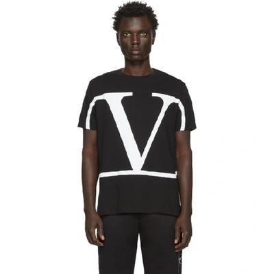 Valentino V-logo Print Cotton-jersey T-shirt In Black