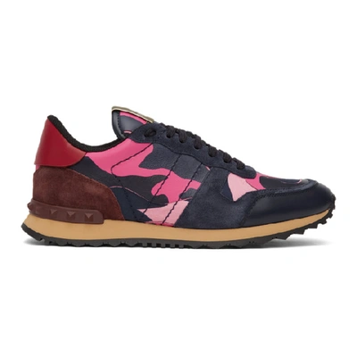 Valentino Garavani Rockrunner Camouflage Sneakers In Pink