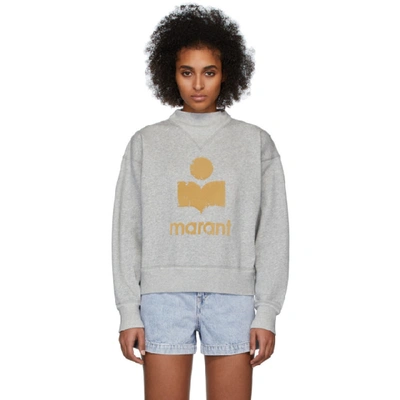 Isabel Marant Étoile Moby Flocked-logo Cotton-blend Sweatshirt In Grey