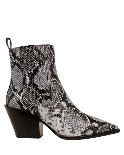 Aeyde Kate Python-embossed Booties In Grey