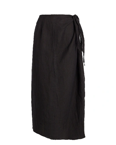 Anemone High-rise Gauze Wrap Skirt In Black